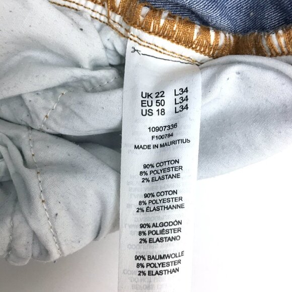 ASOS Women's Jeans Curvy Fit Straight Leg Light Wash Stretch size 18 length 29" - Picture 7 of 11